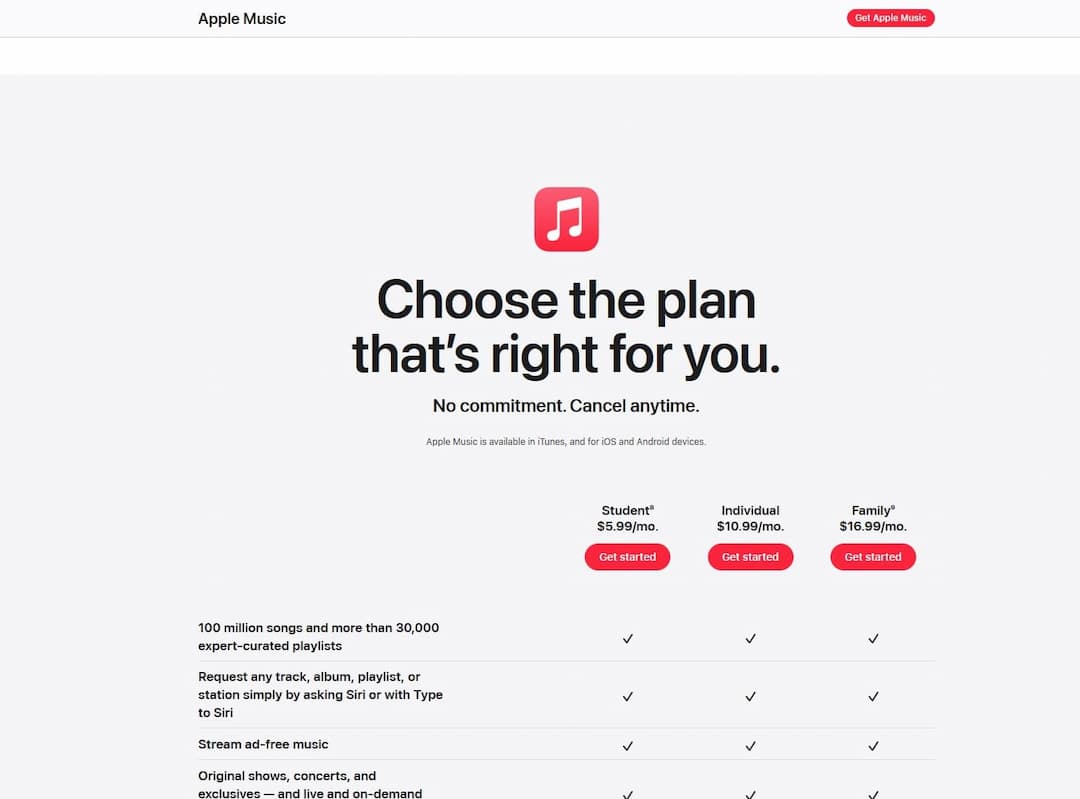 Apple Music Plans