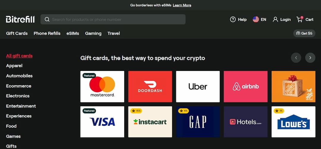 Buying Gift Cards with Crypto