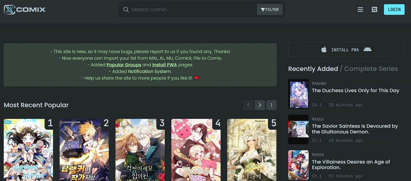 Comix Manga Manhwa Site Comix Homepage MangaPark Alternative