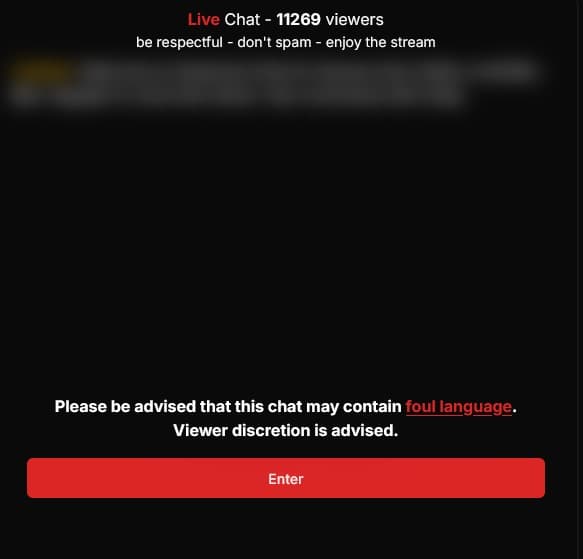 Live Chat Streaming Site Warning