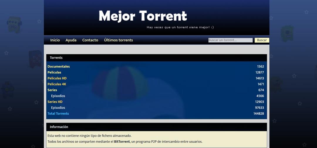 Mejor Torrent Best Sites for Spanish Torrents Spanish Torrents MejorTorrent Home Page
