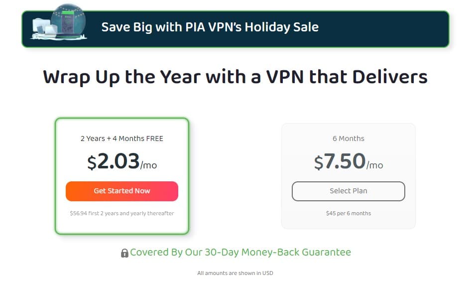 PIA Holiday Sale Private Internet Access Holiday Sale Pricing