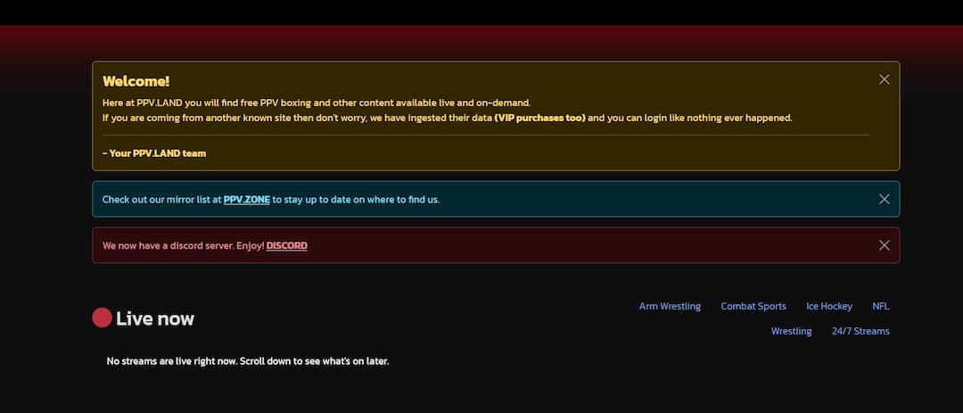 PPV.Land Homepage