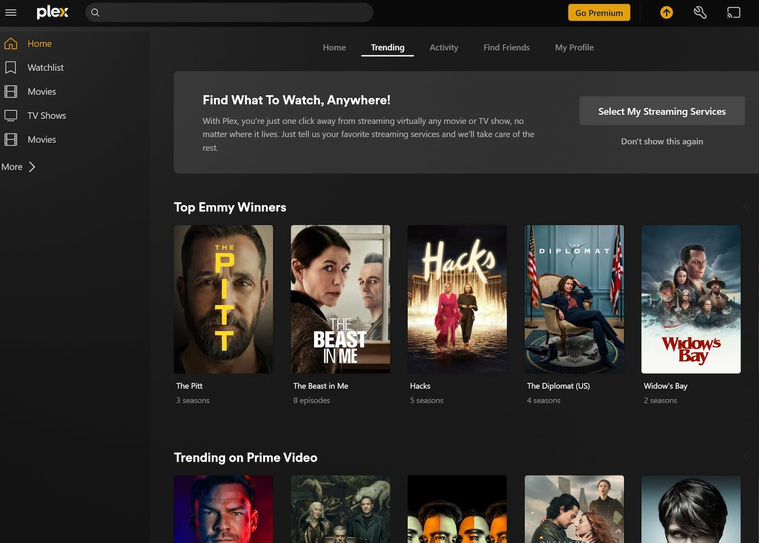 Plex vs Jellyfin Plex Homescreen Plex Homescreen Screenshot vs Jellyfin