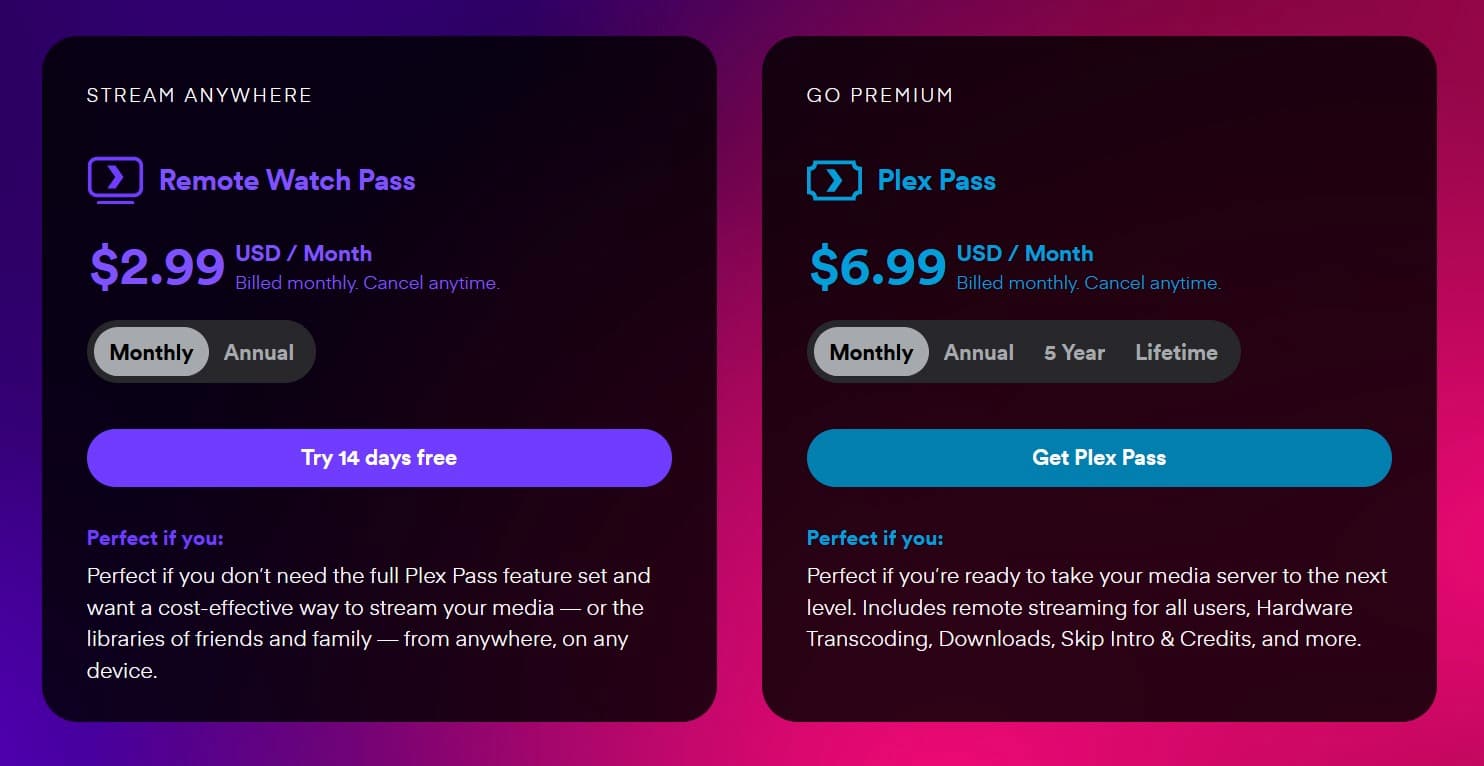 Plex vs Jellyfin Plex Pass Pricing Plex Pass Pricing Plex vs Jellyfin
