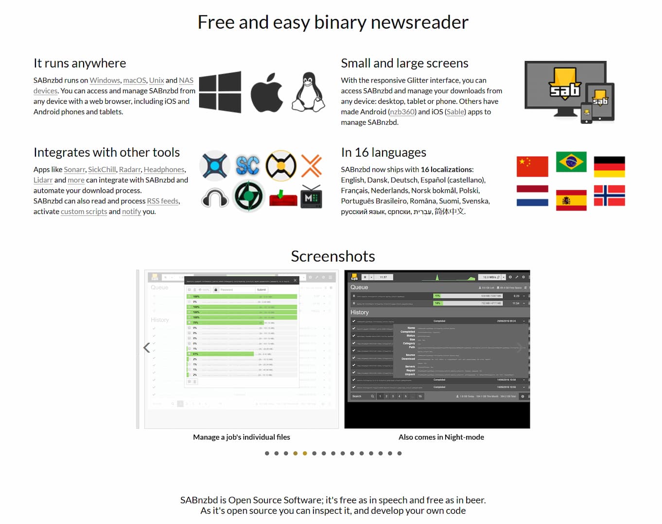 SABnzbd Best Usenet Downloader SABnzbd feature list best Usenet downloading app