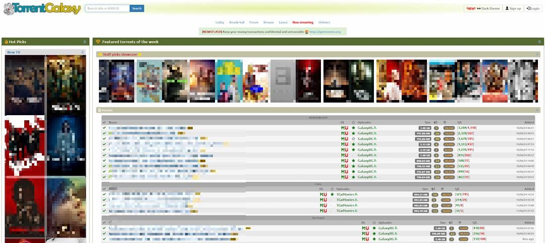 Torrent Galaxy Home Page