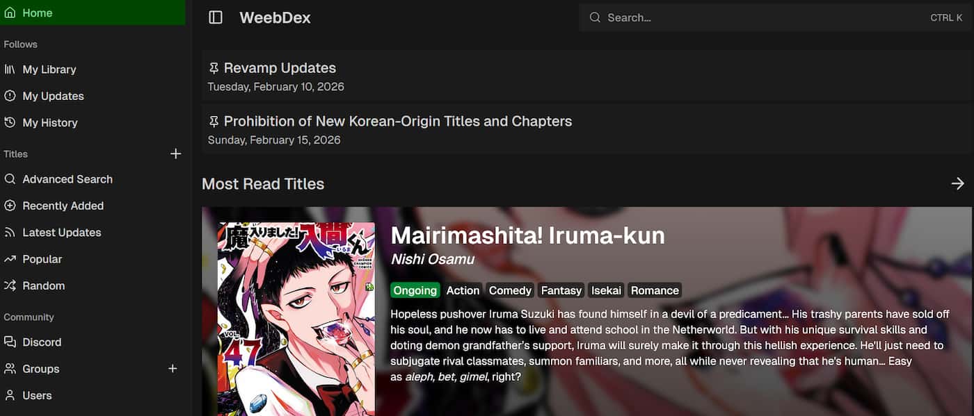 WeebDex Bato Alternative WeebDex Homepage Bato Alternative