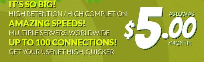 cheapest Usenet access Screenshot from Frugal Usenet website